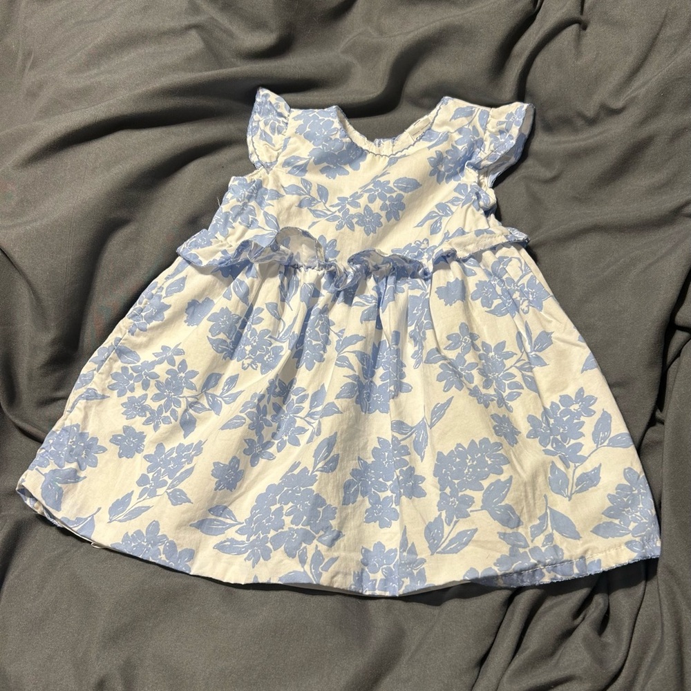 Carter's‎ Blue and White Ruffled Pleated Sundress